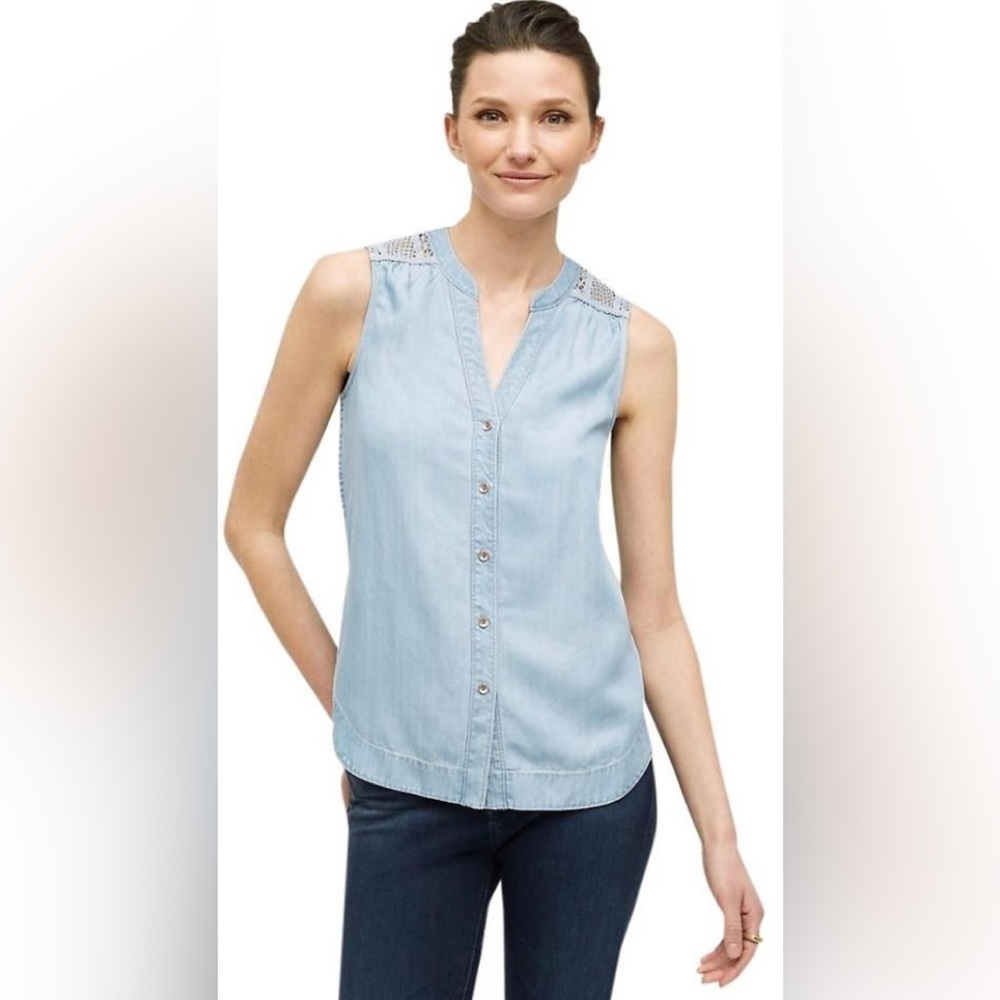 Anthropology Holding Horses 100% Lyocell and crochet bohemian top in pal…